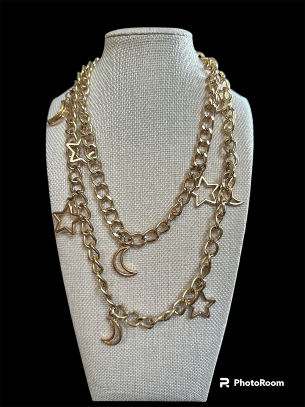 Gold Star & Moon Charm Layered Necklace or Belt- Women's Jewelry